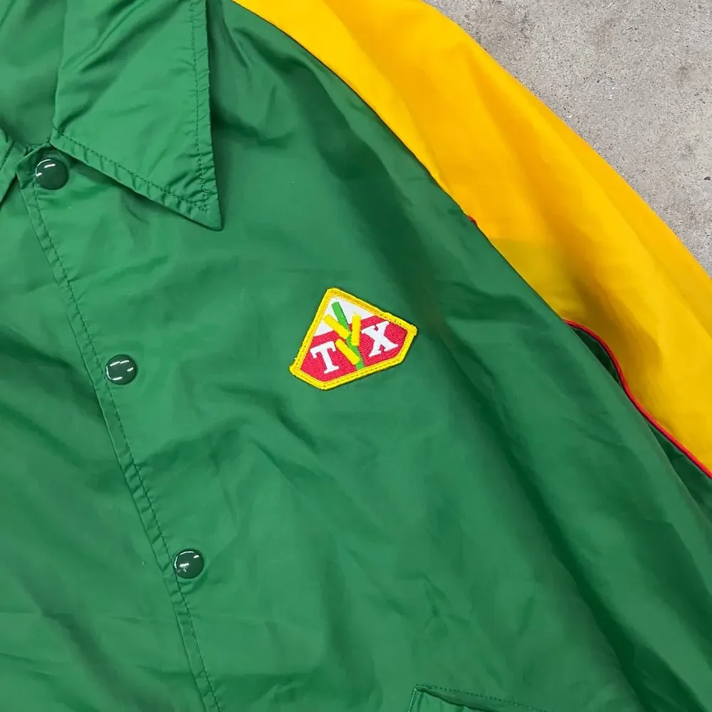 True Vintage Swingster TX Trojan Seed Corn Jacket Windbreaker Coaches Snap Up L